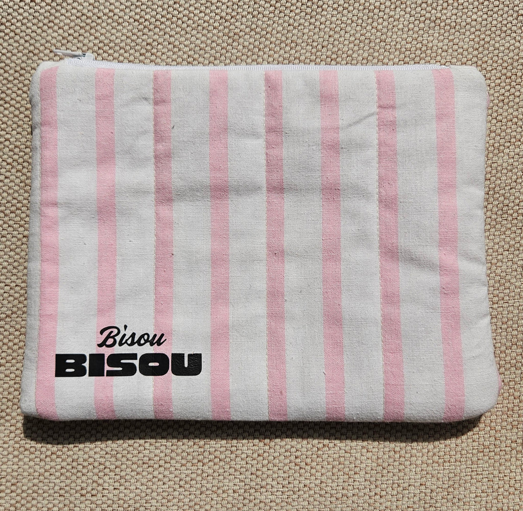 Pochette rayures roses