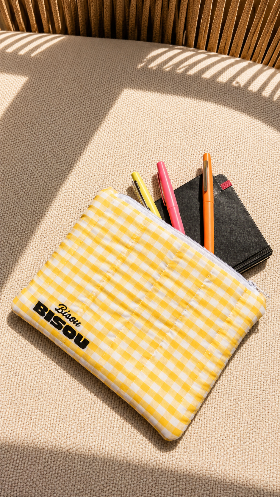 Pochette vichy jaune