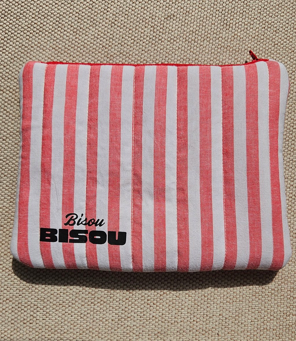Pochette rayure framboise